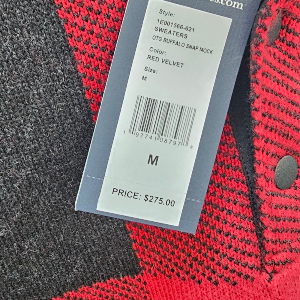 Vineyard Vines Red and Black Snap Mock Sweater